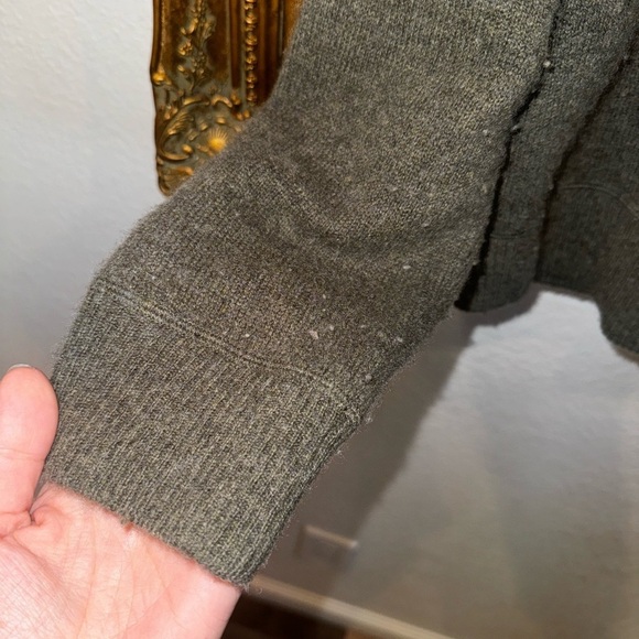 Naked Cashmere Green Cowl Tie Neck Boxy Cropped Sweater Size Small - Picture 4 of 7